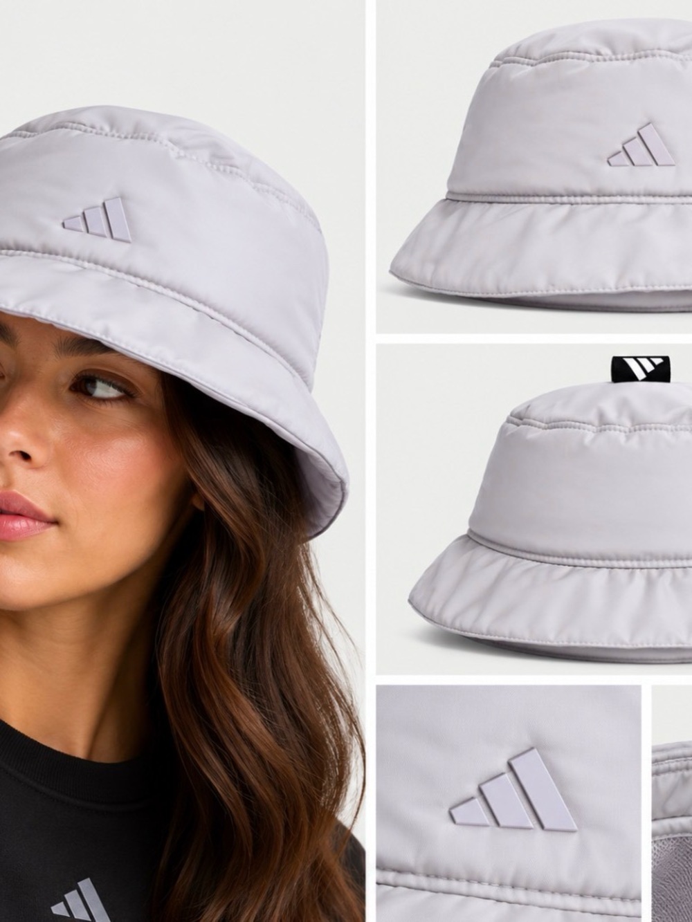 adidas Womenโs Puffer Bucket Hat Frozen Purple OSFM NWT MSRP $36